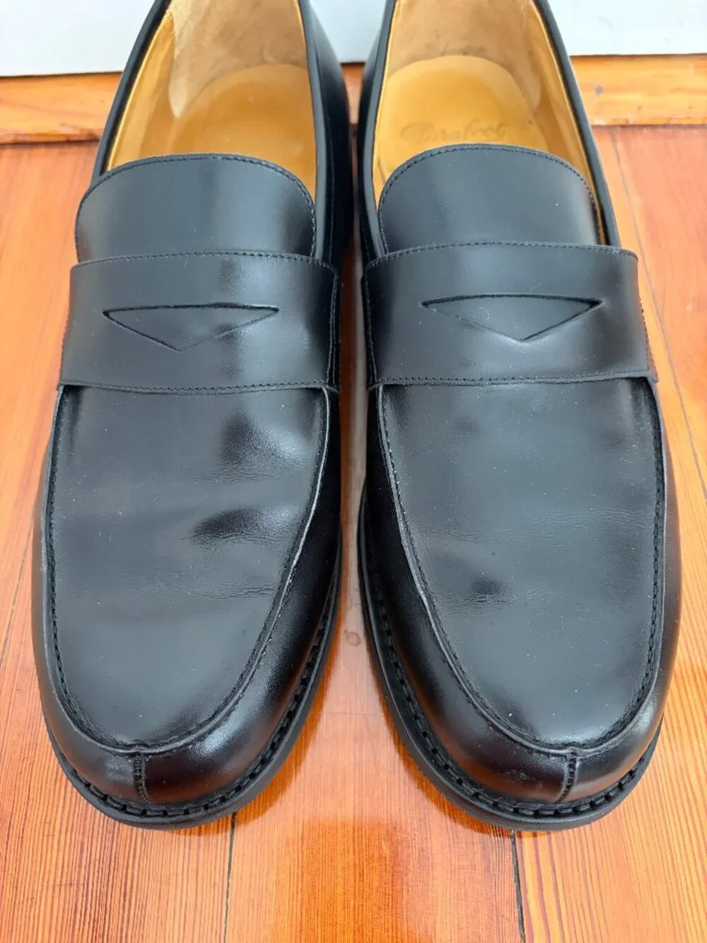 Paraboot Adonis loafers in black smooth leather US 11
